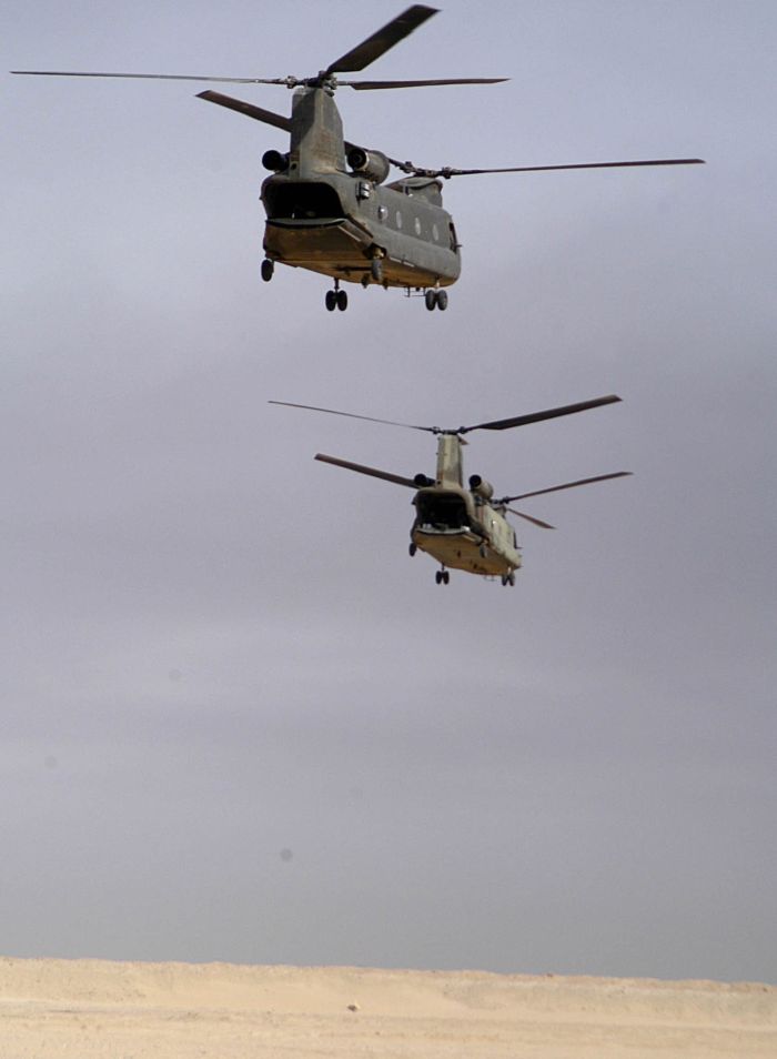 Image: Two CH-47 Chinook Helicopters